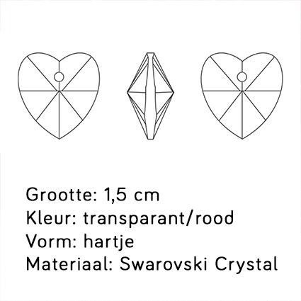 Pendant - Love "Swarovski" Crystal - hartje rood 5 SummerOfLove